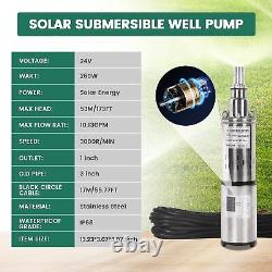 Pompe à eau solaire 24V 260W pour puits profonds, pompe submersible en acier inoxydable avec une hauteur de 53 mètres