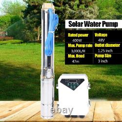 Pompe à eau solaire 48V, pompe submersible à eau de puits profond en acier inoxydable de 3 pouces, alimentée en courant continu.