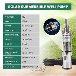 Pompe à eau solaire VICBAS, pompe submersible pour puits profonds, 12V DC, 10 GPM, 98 ft, 180W