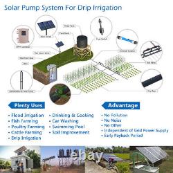 Pompe à eau solaire WBS Hybrid 3 Deep Well 1HP avec turbine en acier inoxydable et profondeur de 311 pieds, submersible 750W