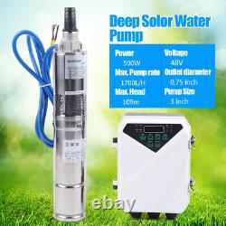Pompe à eau solaire de 1700L/H 500W, Pompe d'irrigation de puits profond submersible avec kit MPPT US