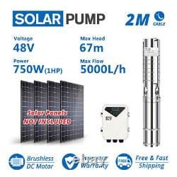 Pompe à eau solaire immergée 4 DC Deep Well 48V 750W avec kit de contrôleur MPPT pour forage