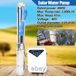 Pompe à eau solaire immergée pour puits profonds de ferme ou de ranch de 400W, 3 pompes de 48V DC pour forage