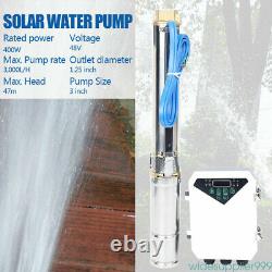 Pompe à eau solaire submersible 3 DC Deep Bore Well 48V 400W avec kit de contrôleur MPPT