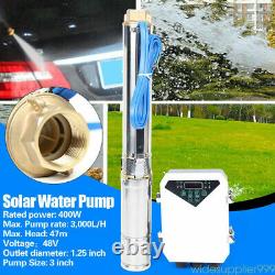 Pompe à eau solaire submersible 3 DC Deep Bore Well 48V 400W avec kit de contrôleur MPPT