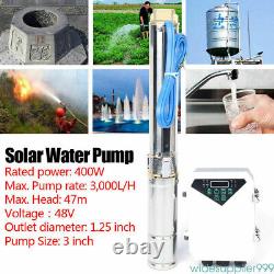 Pompe à eau solaire submersible 3 DC Deep Bore Well 48V 400W avec kit de contrôleur MPPT