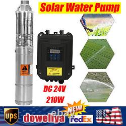 Pompe à eau solaire submersible DC Deep Bore Well 24V 210W avec kit de contrôleur MPPT