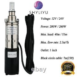 Pompe à eau solaire submersible SHYLIYU 12V/24V pour puits profond à courant continu pour la maison en noir.