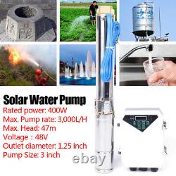 Pompe à eau solaire submersible pour forage profond 3 DC Solar + contrôleur MPPT 400W