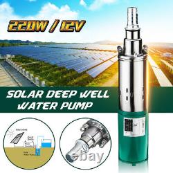 Pompe à eau solaire submersible pour puits profonds de 15 mètres/50 pieds, 220W 12V, étang