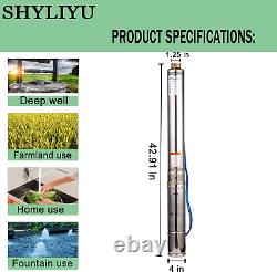 Pompe de puits profond Pompe de puits submersible 4 OD Tuyau 110V / 60HZ 1.1KW 1.5HP en acier inoxydable