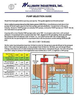 Pompe immergée de puits profond 3.8, 2HP/230V 35GPM/400' tête, tous S. S. Hallmark Ind