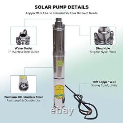 Pompe solaire submersible pour puits profonds, pompe à eau en acier inoxydable à vis, CC 24V 370W