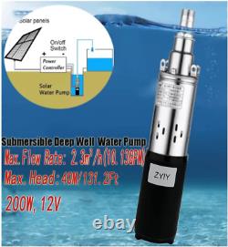 Pompe submersible de puits profond de 12V 200W DC alimentée par énergie solaire Pompe de puits profond en acier inoxydable 3S