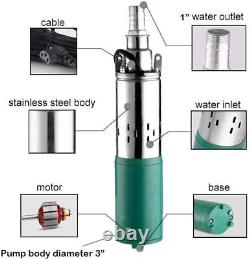 Pompe submersible solaire SHYLIYU 12V/24V DC pour puits profonds - Pompe à eau submersible verte