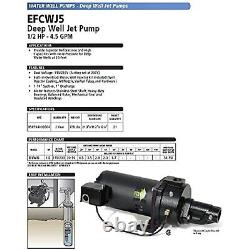 Produits ECO-FLO EFCWJ5 Pompe à jet pour puits profonds, 1/2 HP, 4.5 GPM