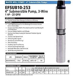 Produits ECO-FLO EFSUB10-253 Pompe de puits profond submersible, 3 fils, 230v, 4'