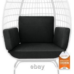 Serenelife Wicker Egg Chair Coussin- Pour Wicker Intérieur / Extérieur Rattan Canapé-noir