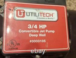 Utilitech 3/4ch Cast Iron Convertible Deep Well Jet Pompe 0003105