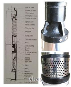 Vente À Chaud 220v 1hp Pompe Submersible En Acier Inoxydable Eau Profonde 2850r/min